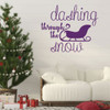 Christmas Wall Decal - Dashing Through The Snow With Sleigh Silhouette - Holiday Vinyl Stickers for Living Room or Home Decoration