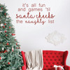 Christmas Wall Decal - It's All Fun And Games - Santa Claus Vinyl Decor for Living Room or Home Decoration