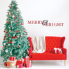Christmas Wall Decal - Merry & Bright - Holiday Vinyl Stickers for Living Room, Family Room Decor or Home Decoration