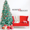 Christmas Wall Decal - Merry & Bright - Holiday Vinyl Stickers for Living Room, Family Room Decor or Home Decoration