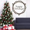Christmas Wall Decal Decor - Happy Holidays Wreath Vinyl Stickers for Living Room or Home Decoration