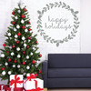 Christmas Wall Decal Decor - Happy Holidays Wreath Vinyl Stickers for Living Room or Home Decoration