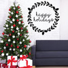 Christmas Wall Decal Decor - Happy Holidays Wreath Vinyl Stickers for Living Room or Home Decoration