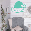 Christmas Wall Decal Decor - I Believe - Santa Claus Hat Vinyl Stickers for Living Room or Home Decoration