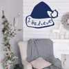 Christmas Wall Decal Decor - I Believe - Santa Claus Hat Vinyl Stickers for Living Room or Home Decoration