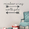 Christmas Wall Decal Decor - Reindeer X-ing North Pole - Holiday Vinyl Stickers for Living Room or Home Decoration