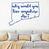 Connecticut Wall Decal - Why Would You Live Anywhere Else - State Vinyl Art Silhouette for Home Decor, Living Room or Family Room Decoration