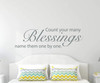Count Your Many Blessings Vinyl Wall Decal Quote, Song Lyrics for Living Room, Bedroom Headboard