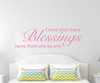 Count Your Many Blessings Vinyl Wall Decal Quote, Song Lyrics for Living Room, Bedroom Headboard