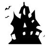 Halloween Decal - Haunted House - Vinyl Wall Decals, Halloween Party, Haunted House Decoration, Haunted Mansion, Spooky House, Bats- Vinyl Wall Decal, Autumn, Fall Decorations, Thanksgiving Decor - Removable Vinyl Stickers - Use Indoor or on Outdoor