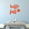 "Hello Fall" with Leaf Silhouette - Vinyl Wall Decal - Decoration - Autumn Decor - Use Indoor or on Outdoor Windows - Living Room - Family Room - Wall Sticker - Black White Orange Red Yellow