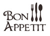 Bon Appetit with Silverware Utensils Silhouette Vinyl Wall Decal