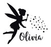 Cute Room Wall Decor - Fairy with Pixie Dust and Personalized Name Vinyl Decal Sticker for Girls or Boys Bedroom, Playroom or Nursery - Custom Sizes and Colors Match The Theme of Any Living Space