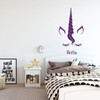 Cute Room Wall Decor - Unicorn Face with Personalized Name for Home in Girls or Boys Bedroom, Playroom or Nursery - Custom Sizes and Colors Match The Theme of Any Living Space