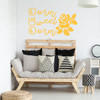 Dorm Room Decor Vinyl Wall Decoration for Women - "Dorm Sweet Dorm" Lettering with Rose Silhouette Design
