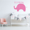 Elephant Wall Decal - Hello Darling - Vinyl Sticker Decoration for Children's Bedroom, Playroom or Nursery Decor