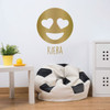 Emoji Wall Decal | Custom Smiling Face with Heart Eyes | Personalize with the Name of Your Choice | Vinyl Decorations for Boys or Girl's Bedroom, Playroom or Fun Party Decor | Customize Colors and Sizes to Fit Any Space