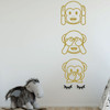 Emoticon Wall Decal - Hear See Speak Monkey - Vinyl Art Decorations for Children, Boys or Girl's Bedroom, Playroom or Nursery Decor