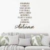 Fall Season Wall Decal ' Pumpkins Candles Apple Cider Leaves - Vinyl Decor for Living Room, Family Room or Home Decoration