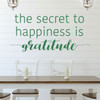 Family Wall Decal - The Secret To Happiness Is Gratitude - Vinyl Art for Living Room, Bedroom or Home Decor