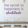 Family Wall Decal - The Secret To Happiness Is Gratitude - Vinyl Art for Living Room, Bedroom or Home Decor