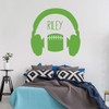 Football Wall Decal - Headphones - Vinyl Art Sticker for Boy's Bedroom Decor, Playroom or Game Room Decoration