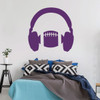 Football Wall Decal - Headphones - Vinyl Art Sticker for Boy's Bedroom Decor, Playroom or Game Room Decoration