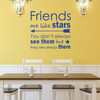 Friends Wall Decal - Are Like Stars - Motivational Quote for Home Decor, Living Room or Kitchen Decoration