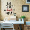 Funny Wall Art - Eat Sleep Knit Repeat - Crafter Gift - Wall Decals for Home Decor, Bedroom, Playroom, Study Area Or Craftroom.