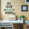 Funny Wall Art - Eat Sleep Knit Repeat - Crafter Gift - Wall Decals for Home Decor, Bedroom, Playroom, Study Area Or Craftroom.