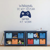 Gamer Wall Decal - Warning Do Not Disturb - Vinyl Decoration for Boy's Bedroom, Playroom or Game Room