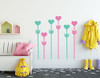 Girl's Bedroom Wall Decal - Two Color Heart Flowers - Vinyl Decor for Playroom or Children's Room Decoration