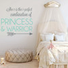 Girl's Room Wall Decal - Princess And Warrior With Arrow Design - Vinyl Art Decoration For Teen's Bedroom or Playroom Decor
