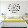 Gratitude Quote Wall Decal - Begin Each Day With a Grateful Heart - Christian, Religious Themed Vinyl Lettering Home Decor