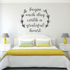 Gratitude Quote Wall Decal - Begin Each Day With a Grateful Heart - Christian, Religious Themed Vinyl Lettering Home Decor
