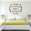 Gratitude Quote Wall Decal - Begin Each Day With a Grateful Heart - Christian, Religious Themed Vinyl Lettering Home Decor
