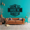 Home Is Where The Harley Is, Gift for Biker - Vinyl Motorcylcle Wall Decals for Home, Man Cave, Office or Garage Decor