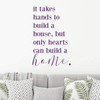 Home Wall Decals- Vinyl Lettering 'Hearts Can Build a Home' ' Makes for a Great Gift for Family and Friends