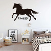 Horse Wall Decal | Personalized Vinyl Decor for Girl's Bedroom, Cabin, Ranch, Equestrian Center Decoration | Custom Name, Color, Size | Black, White, Gold, Pink, Purple, Blue, 25 Colors | Small, Large