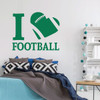 I Love Football Vinyl Wall Decal with Heart - Sports Themed Sticker Decoration for Men's, Women's, Boy's or Girl's Bedroom, Locker Room, Playroom or Game Room