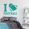 I Love Football Vinyl Wall Decal with Heart - Sports Themed Sticker Decoration for Men's, Women's, Boy's or Girl's Bedroom, Locker Room, Playroom or Game Room