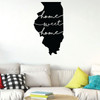 Illinois Wall Art - Home Sweet Home - State Silhouette Vinyl Sticker for Home Decor, Living Room or Family Room Decoration