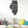 Illinois Wall Art - Home Sweet Home - State Silhouette Vinyl Sticker for Home Decor, Living Room or Family Room Decoration