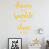 Inspirational Wall Decal for Girls - Dream Big Sparkle More Shine Bright - Vinyl Sticker Art Decoration for Teen's Bedroom or Playroom Decor