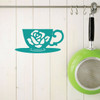 Kitchen Wall Sign - Tea Cup With Floral Design - Farmhouse Style Kitchen Decoration and Wall Decor