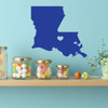 Louisiana State Silhouette Vinyl Wall Decal with Heart on Baton Rouge - Kitchen, Living Room, or Bedroom Decoration