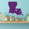 Louisiana State Silhouette Vinyl Wall Decal with Heart on Baton Rouge - Kitchen, Living Room, or Bedroom Decoration