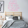Love Wall Decal - A Happy Marriage Is The Union - Vinyl Decoration for Bedroom, Home, Living Room or Family Room