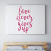 Love Wall Decal - Love Never Gives Up - Vinyl Bedroom Decor, Home, Living Room or Family Room Decoration