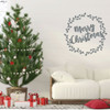Merry Christmas Wreath Wall Decal Design - Holiday Vinyl Decor for Living Room or Home Decoration